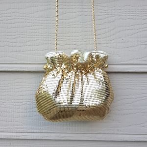 Gold Mesh Crossbody Purse Bag Pleated Metal Chain